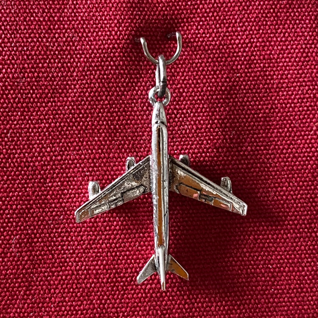 Silver Boeing 747 Airplane Charm Pendant